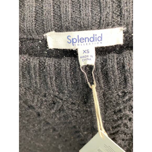 NWT Splendid Women's XS Black Wool Blend Cable Knit Pullover Sweater - Picture 4 of 7